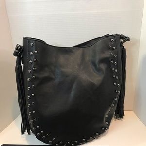PHASE 3 Studded Faux Leather Hobo Bag